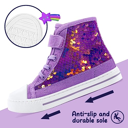 Image of K KomForme Toddler High Top Sneakers Canvas Shoes with Hook and Loops | Lightweight, Breathable