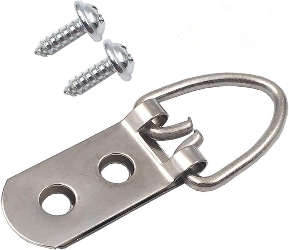 D Ring Picture Hangers, 50-Pack Heavy Duty Hanging Picture Frame Hangers, Double Hole with Screws(50-Pack D Ring)