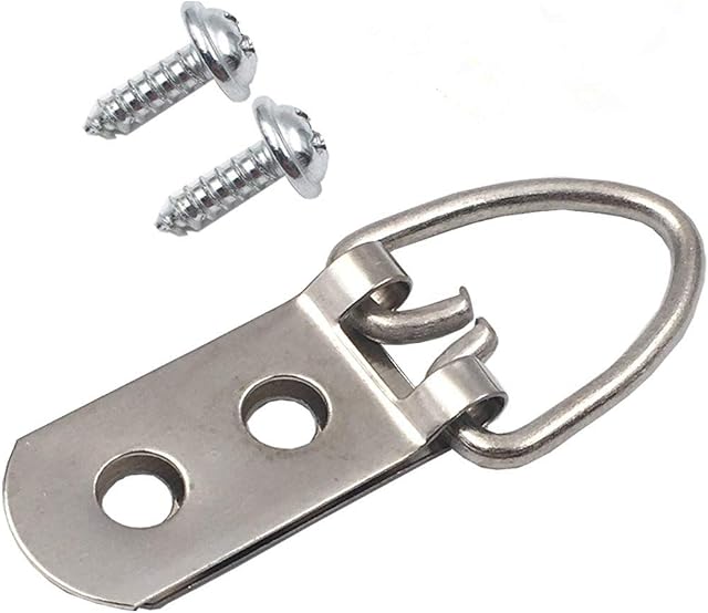 D Ring Picture hangers, 50-Pack Heavy Duty Hanging Picture Frame Hangers, Double Hole with Screws(50-pack D RING)