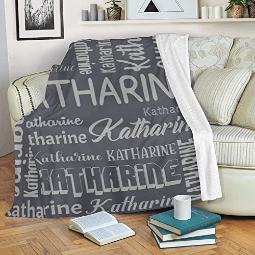 Personalized Blanket for Kids Adults Personalized Name Blanket Custom Blanket with Name Personalized Gifts for Christmas Birthday Valentines Day Mothers Fathers Day (Dark Gray, 50"x60")