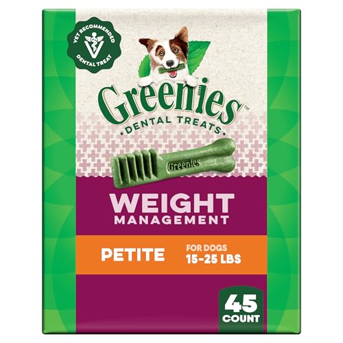 Greenies Veterinarian-Recommended Weight Management Adult Natural Dental Dog Treats Petite Size, 27 oz. Pack, 45 Count