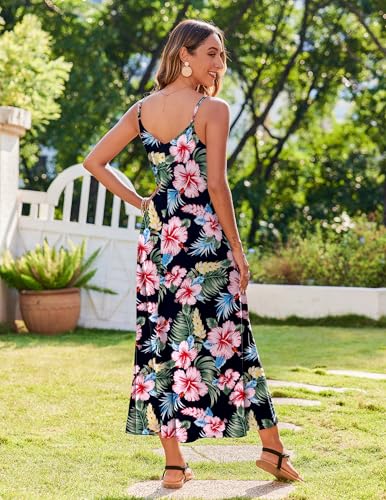 Zeagoo Womens Summer Maxi Dress Spaghetti Strap Casual Printed Dress Boho Floral Beach Sundress,2