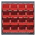 Louvered Panels with Bins (Complete Package) Bin Dimensions: 3" H x 4 1/8" W x 5 3/8" D (qty. 16), Bin Color: Red