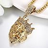JewelryWe Crown Lion Head Pendant Stainless Steel Men's Necklaces Punk Rock Style(Gold Color) #1