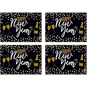 Happy New Year Banner – 4-Pack New Years Eve Party Decoration, Party Supplies, New Years Eve Sign, Party Accessory, 56 x…