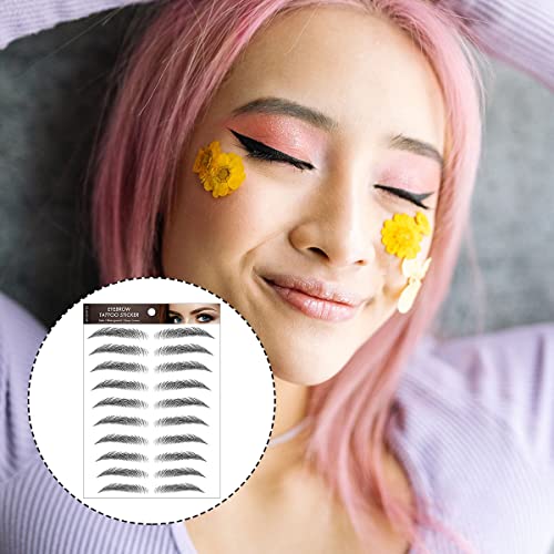 Jagowa 6 Sheets 4D Hair-Like Eyebrow Tattoos Stickers Waterproof Temporary Eyebrows Tattoo Eyes Brows Practice Transfers Sticker for Women Girls Beauty Beginners (Black) - Image 4