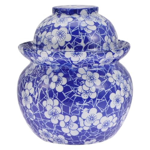 SEWACC Contenitore per Alimenti in Ceramica da Cucina Vaso per la Conservazione Domestica Sigillato Doppio Coperchio Barattolo per Sottaceti Tradizionali Resistente e Capiente per