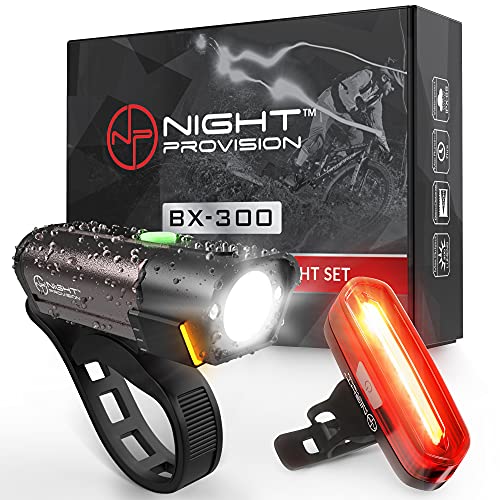 BX-300 USB Rechargeable LED Bike Light Set Front and Back Cycling Safety Lights Best Headlight with New DUO-120 USB Tail Light for Adults Kids Men Women