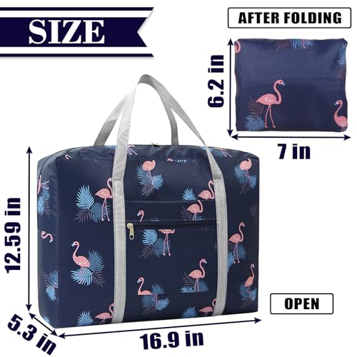 Travel Duffel Bag Carry On Luggage Tote for Spirit Airlines Personal Item Weekender Overnight Bag Sport Gym Bag Foldable Duffel Tote (Flamingo)4