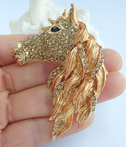 Image of Art Style 2.76 inch Horse Brooch Pin Pendant Rhinestone Crystal BZ6535