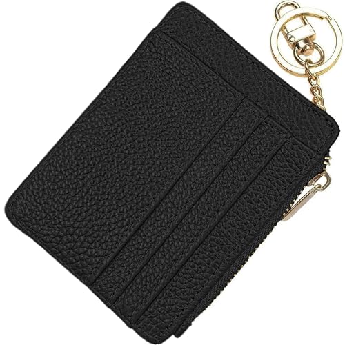 woogwin Womens Slim RFID Credit Card Holder Mini Front Pocket Wallet Coin Purse Keychain, Lichee Black, Fashion woogwin Womens Slim RFID Credit Card Holder Mini Front Pocket Wallet Coin Purse Keychain, Lichee Black, Fashion