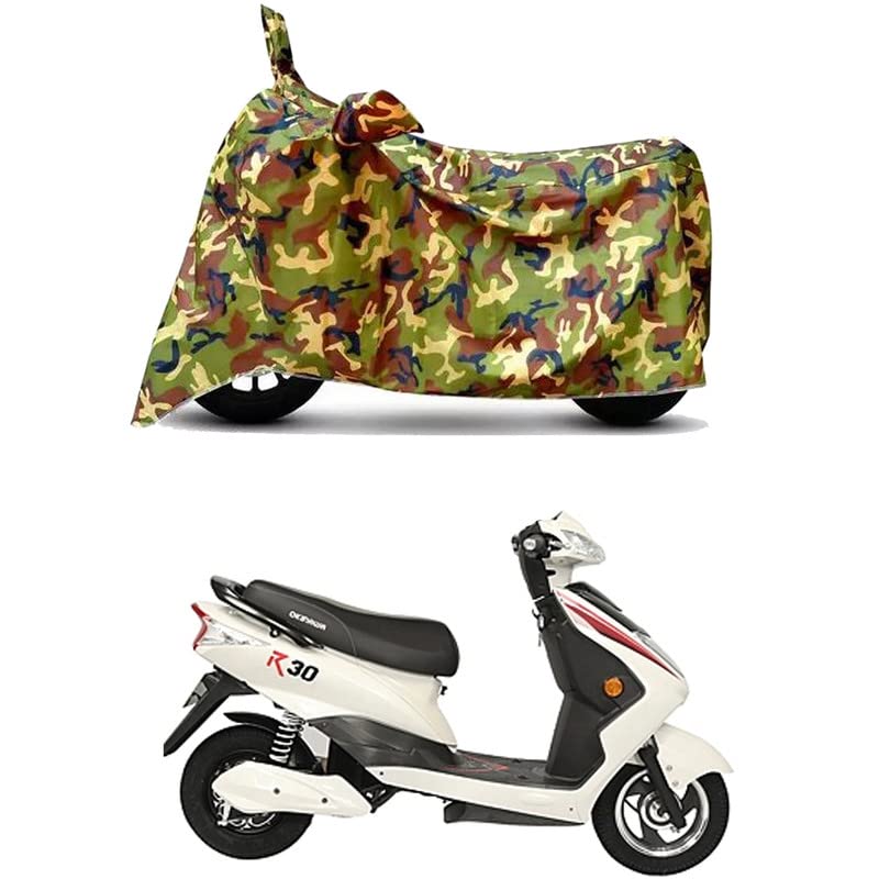 Image of Waterproof 100% PVC Coated Full Bike Scooty Two Wheeler Body Cover Compatible for Okinawa R30 /UV-Rays /Heat Protection /Birds Dropping /Scratchproof /Dust Proof /All Varients[6X6 Jungle Print]
