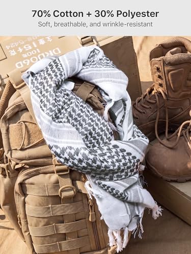 Image of FREE SOLDIER 100% Cotton Scarf Military Shemagh Tactical Desert Keffiyeh Head Neck Scarf Arab Wrap with Tassel 43x43 inches