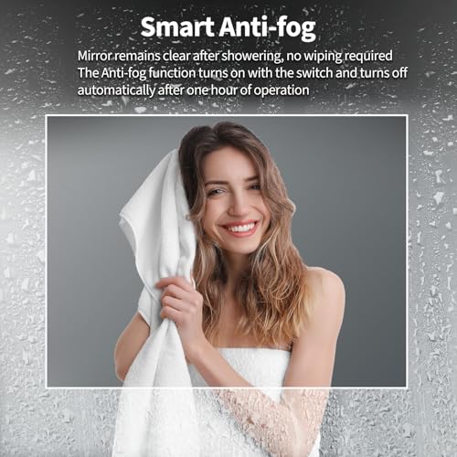 Image of Koonmi 40x60 LED Bathroom Mirror, Backlit + Front Lit, LED Bathroom Mirror with Lights for Wall, 3 Colors, Anti-Fog, Dimmable Brightness, Memory Function, Tempered Glass