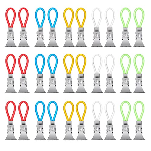 DONQL 30 Stück Handtuchklammer Handtuch-Haken Bunt Ersatz-Ösen Haken Küche Geschirrtücher Haken Set Handtuch Haken Handtuchclips Handtuchhalter-Clips für Bad Kücher 5 Farben