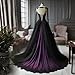 TRHTX Women's Black Long Sleeve Wedding Dresses for Bride A-line Lace Wedding Bridal Gowns with Long Train Tulle Gothic Vestidos de Novia Size 12