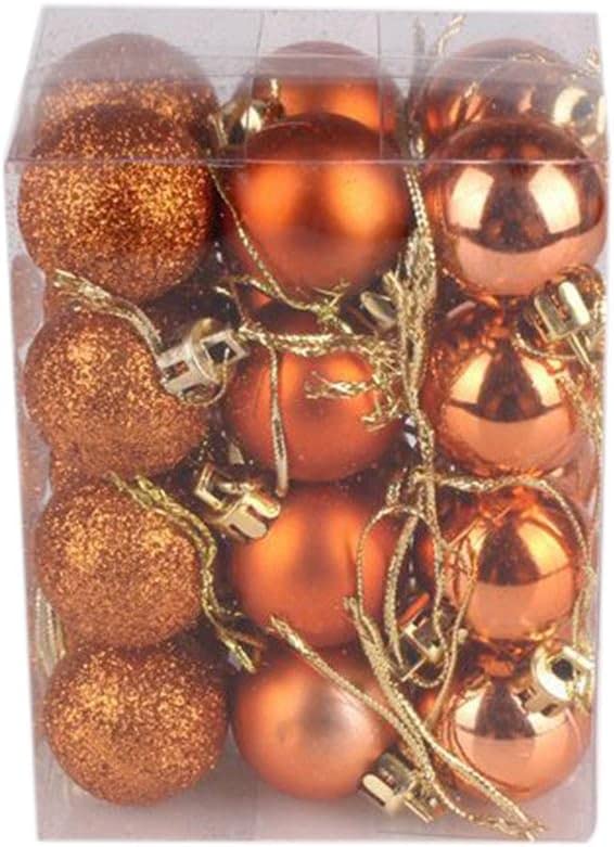Adornos de Navidad blancos colgantes de Navidad, adornos para árbol de Navidad, bolas de árbol de Navidad, azul burdeos y plata (24 unidades, naranja, 3 cm)