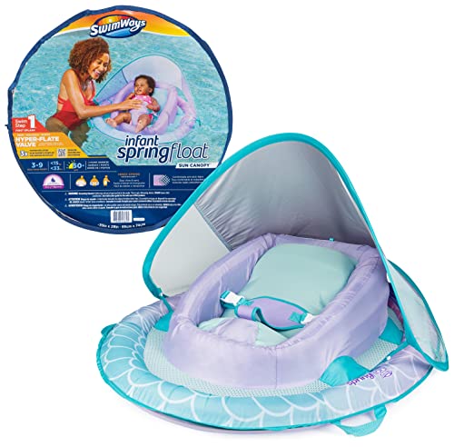 Image of Swimways Sun Canopy Inflatable Infant Spring Float for Infants 3-9 Months, Mermaid Design