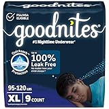 Goodnites Boys' Nighttime Bedwetting Underwear, Size Extra Large (95-120 lbs), 9 Ct, Packaging May Vary