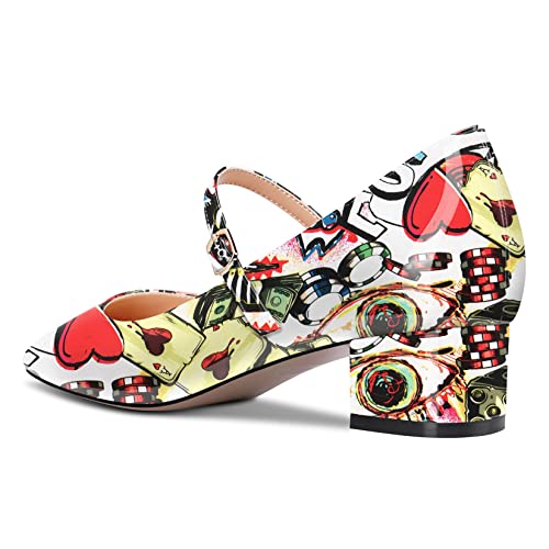 Aachcol Women Pumps Mary Jane Square Toe Ankle Strap Chunky Block Low Heel Dress Shoes Party Wedding Patent 1.5 Inch3