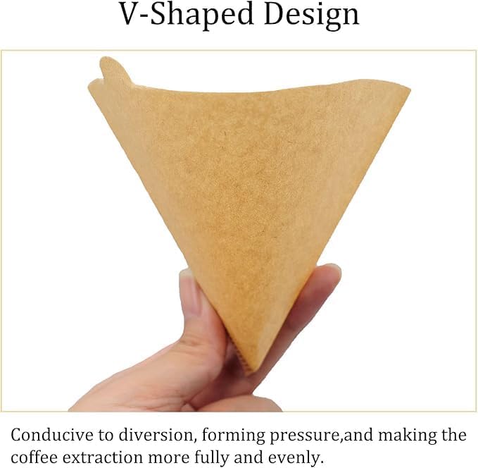 Image of 100 Pcs Natural Coffee Filters Size 02 | Disposable Cone Paper Filters for 2-4 Cup Coffee Maker | Unbleached Pour Over & Drip Coffee Filter Paper