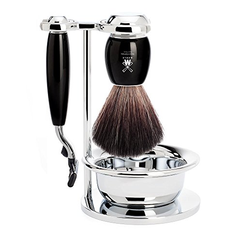 MÜHLE VIVO Black 4-Piece Black Fibre 3-Blade Razor Shaving Set image 4