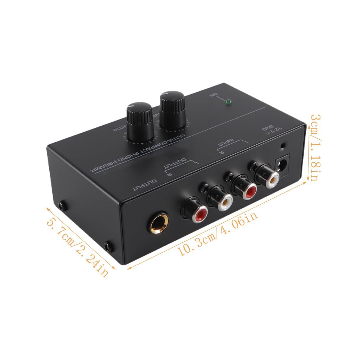 Alide PP500 Phono-Vorverstärker mit Lautstärkeregler, kompakter Audio-Vorverstärker für Plattenspieler, Heim-Audiosysteme, Schwarz