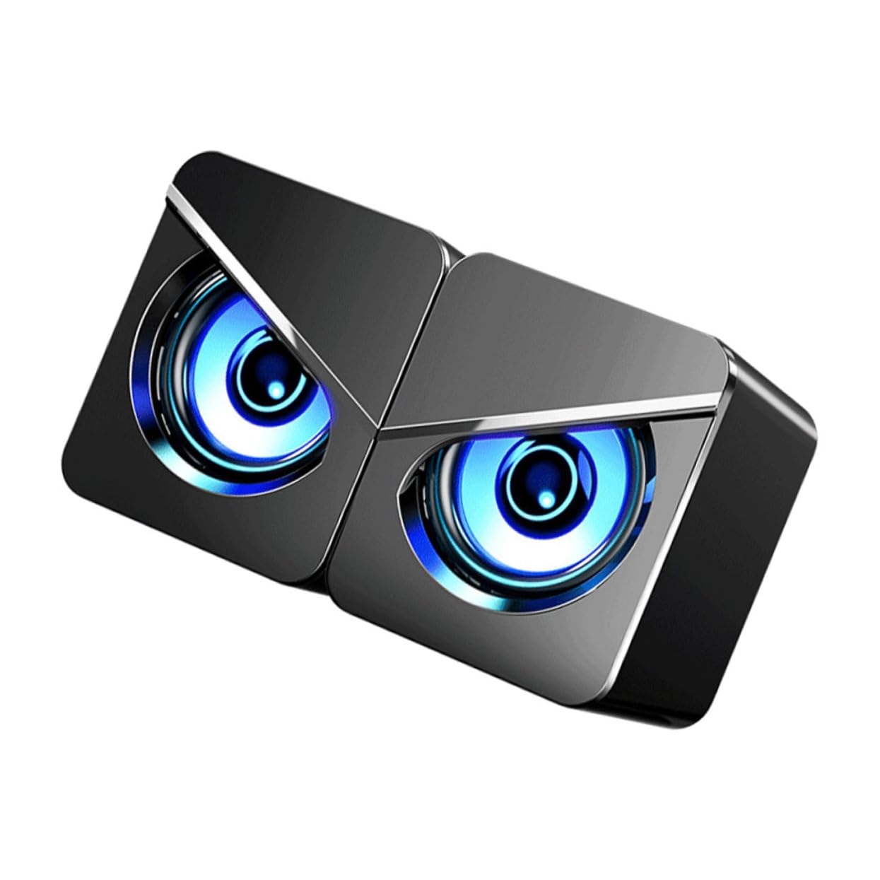 SEWACC 1Pair USB Powered Desktop Speakers with Ambient Light Wired Loudspeaker Box for Home Computer Enhanced Stereo Sound with Independent Volume Control for Gaming