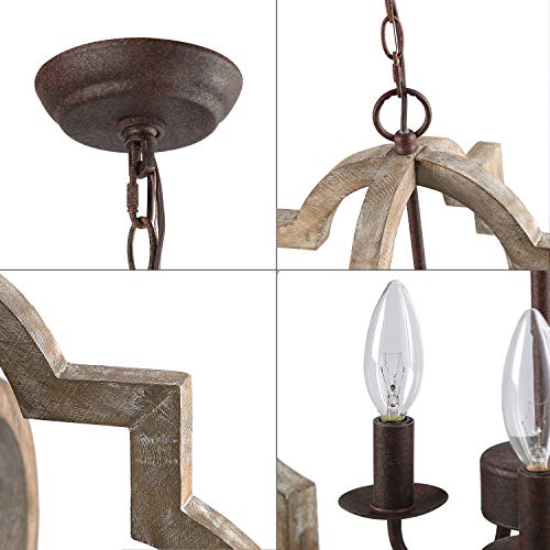 Ksana Farmhouse Orb Chandelier, Handmade Wood Light Fixture For Dining & Living Room, Foyer, Bedroom, Kitchen Island And Entryway #TOP2