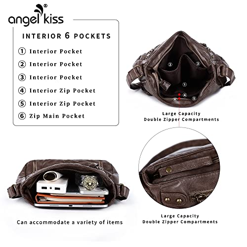 Image of Angel Kiss Crossbody Bags Shoulder Bags and Handbags for Women Multi Pocket Daily Soft Hobo Purses Medium Size