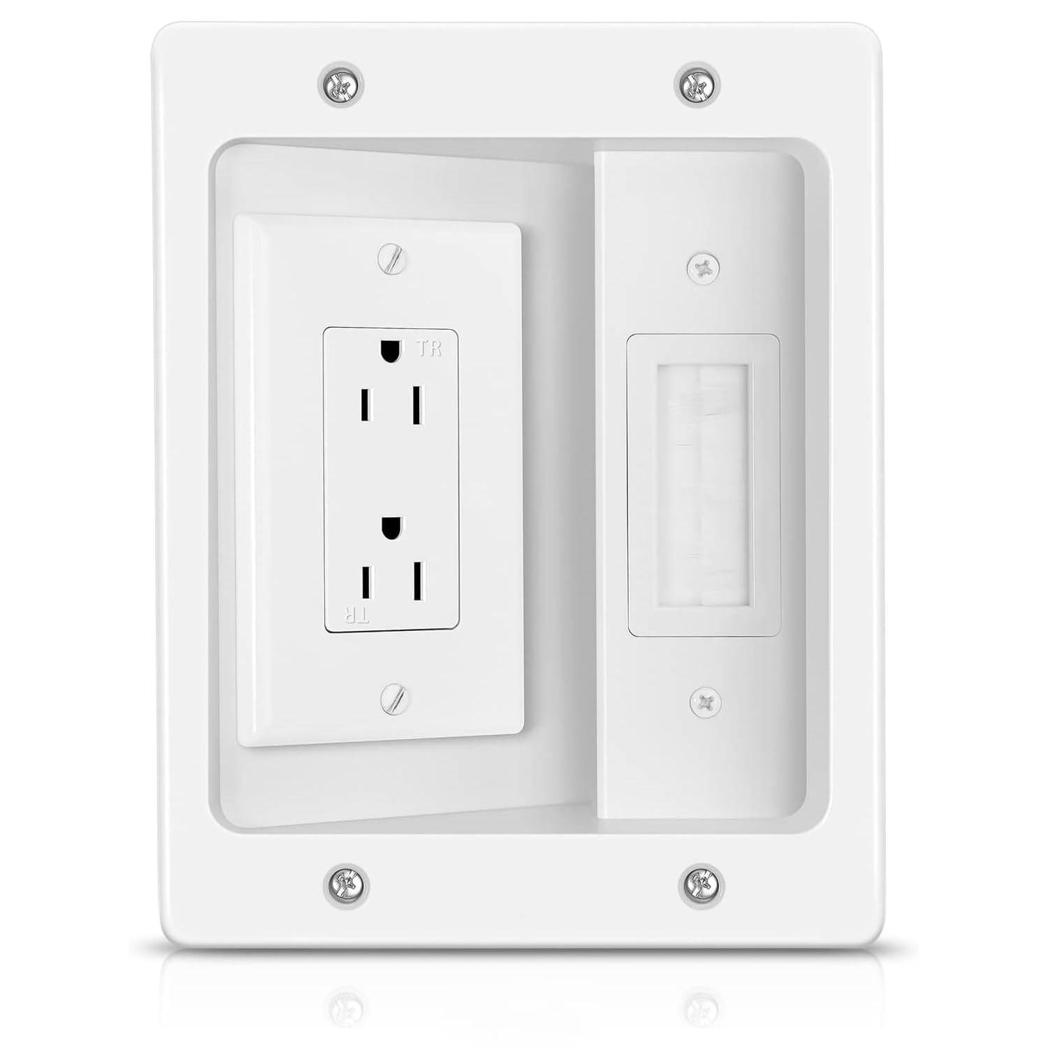 Inara in Wall Cable Management Kit - Recessed Outlet to Hide TV Cords & Wires, Power Bridge Mounting Concealer, TV Cord Hider for Wall Mounted TV & Cable Pass Through, in-Wall Hidden Back Cover