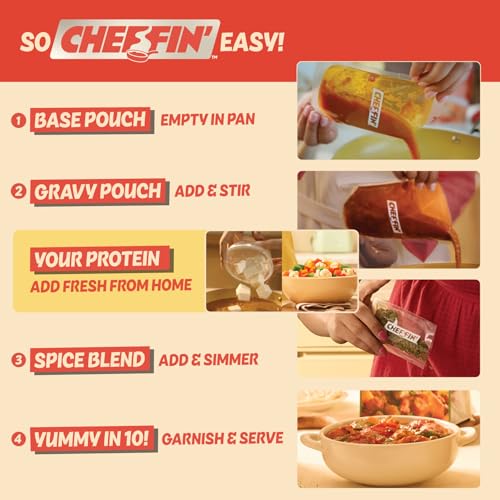 Image of Cheffin' Kadhai Veg Masala 285g | Chef Curated Gourmet Cooking Kit |Cooks 150-200g Veggies or Paneer| Ready in 10 mins| 100% Natural, No Preservatives | Just add Fresh Veggies or Paneer |Serves 2-3