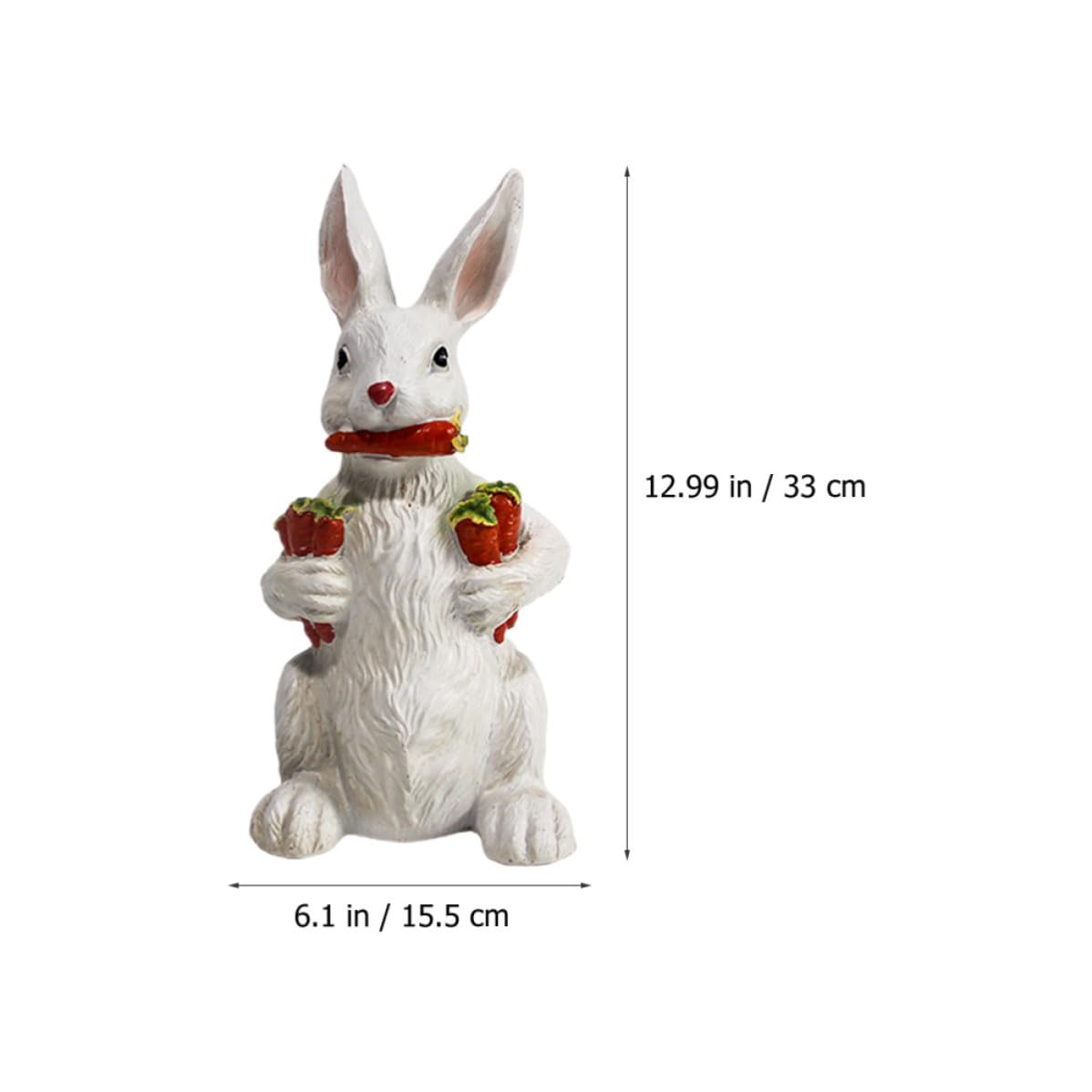 Mikikit Statue de Lapin Résine avec Carottes Sculpture Animal Décorative pour Jardin et Balcon Figurine de Lapin Adorable pour Décoration de Pâques et Intérieur
