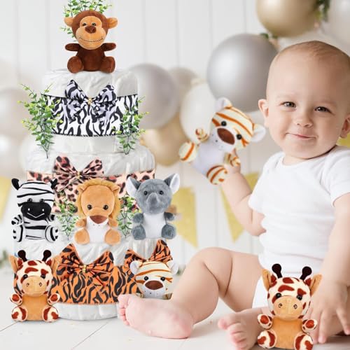 image for YLOLUL 23 Pcs Diaper Cake Kit Woodland Animals Party Diaper Cake Decor