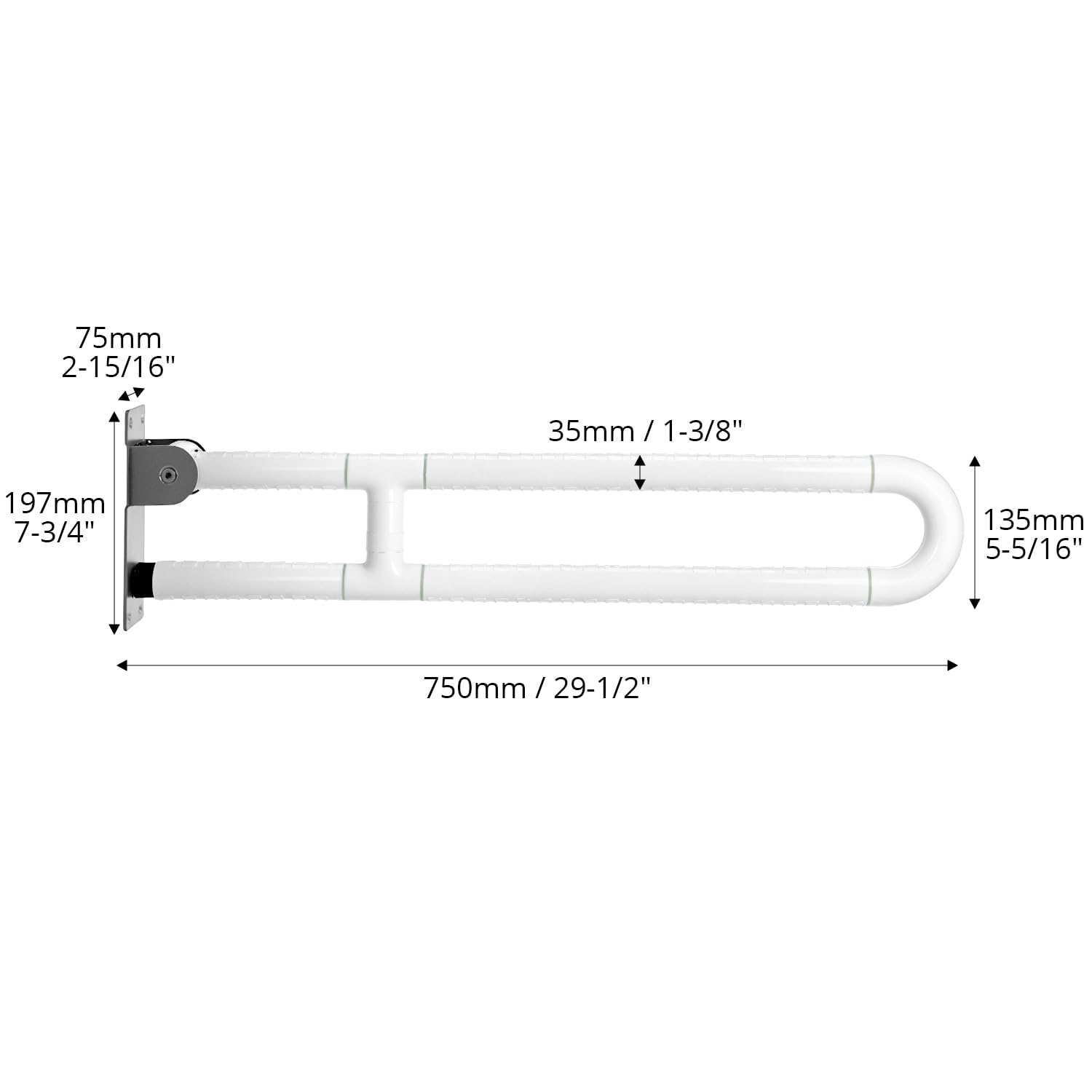 QWORK® asidero baño, plegable, 75 cm, acero inoxidable, capacidad de carga 250 kg
