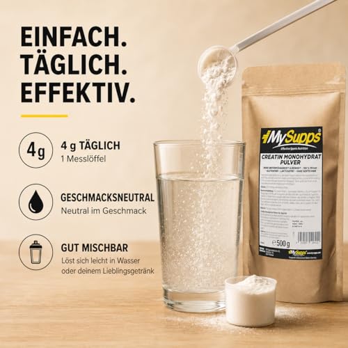 My Supps Creatin Monohydrat Pulver 500 g – perfekt löslich & mikrofein – 100% reines Creatine Monohydrate – Kölner Liste… – Ansicht 5