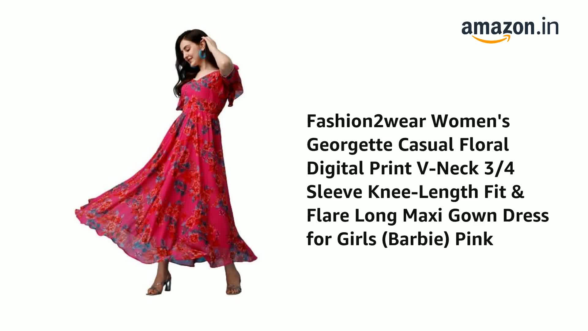 Fashion2wear Women's Georgette Casual Floral Digital Print V-Neck