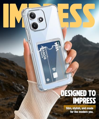 Image of WOW IMAGINE Transparent Back Cover Case for Mi Redmi 12 5G | Redmi 12 4G | Poco M6 Pro 5G | Flexible Built-in Slim Card Pockets Wallet | Soft Silicone Mobile Cover - Transparent
