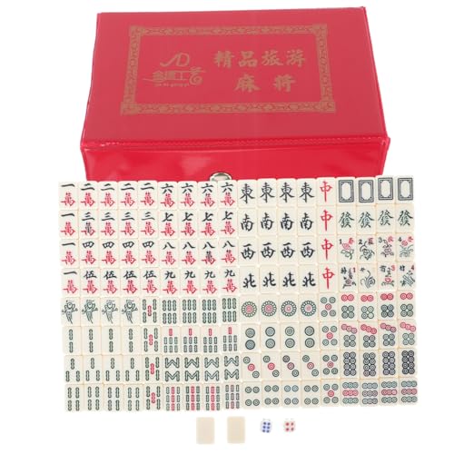 Milisten 1 Juego Mahjong Miniatura Portátil Set de Mahjong de Viaje Diversión Fiestas y Actividades Aire
