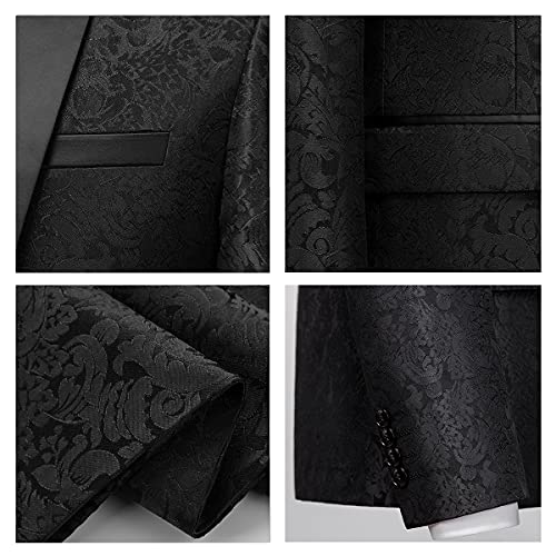 Mens Tuxedo Suit Slim Fit 2 Piece Formal Skinny Paisley Tuxedo Suit Set Shawl Lapel Tuxedo For Wedding Party Jacket & Pants Black #TOP5