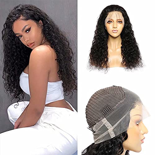 360 Lace Front Wigs Water Wave Pre Plucked Wet and Wavy Glueless 360 Human Hair Lace Wig with Baby Hair Glueless 180% Density 360 Lace Frontal Human Hair Wigs for Black Women 24 Inch