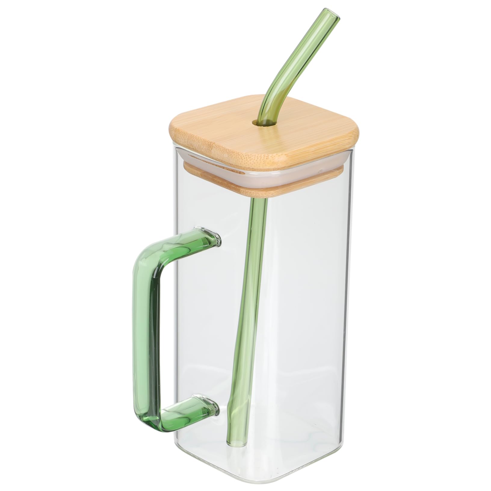 STOBAZA Multi-function Insulated Glass Cups Square Drinking Cups Lid for Cold Beverages Hot Tea