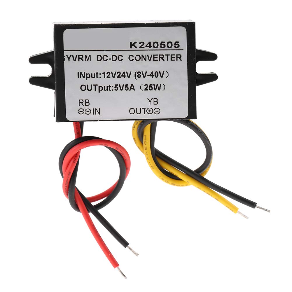 GYVRM-K240505 Przetwornica DC na DC Nieizolowany moduł Obniżający DC12V/24V na DC5V 5A 25W moduł Transformatora Obniżającego Regulator Wodoodporny Zasilacz Samochodowy