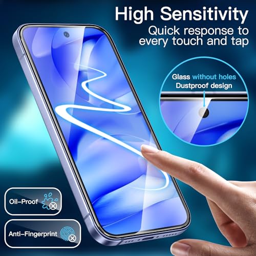 Image of JETech Tempered Glass Screen Protector Guard for Google Pixel 9a 2025 with Easy Installation Tool, Fingerprint Compatible, HD Clear, 3-Pack
