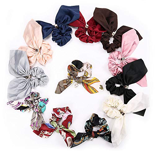 Hair Scrunchies,Hair Ties,Hair Bobbles,Flower Chiffon Hair Scrunchy Ponytail Holder for Girls Women (12 colors)