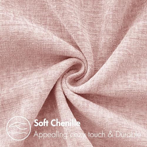 Image of MIULEE Pack of 2 Couch Valentines Throw Pillow Covers 18x18 Inch Soft Spring Pink Chenille Pillow Covers for Sofa Living Room Solid Dyed Pillow Cases