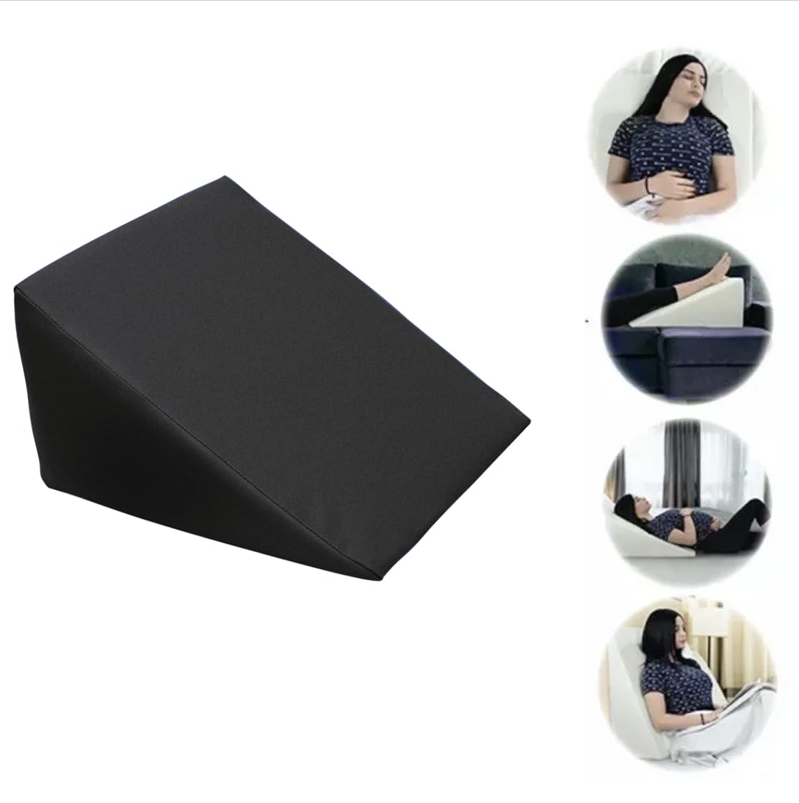Buy All Here Black Large Triangle Adult Wedge Pillow For Sleeping Post Surgery Bed Rest Reflux, And Reduced Tossing And Turning, Wedge Pillow For Leg & Knee, 51 X 46 X 28 Cm (Black)