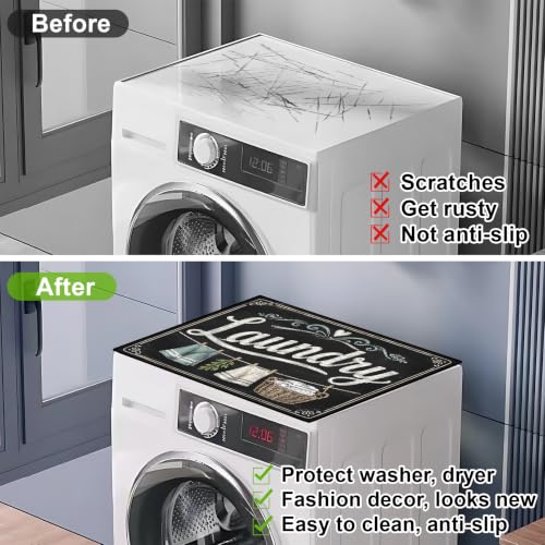 Image of Washer and Dryer Topper for Top,23.6 inch x 19.7 inch Washer Dryer Countertop Mat, Waterproof & Anti-Slip Dryer Top Protector Mat (Laundry Chalkboard, 23.6x19.7inch)