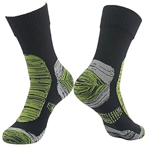 RANDY SUN – 100% waterdichte halfgevoerde skisokken voor heren, warm, voor controle en comfort, 1 paar zwarte en grasgroene waterdichte sokken., M