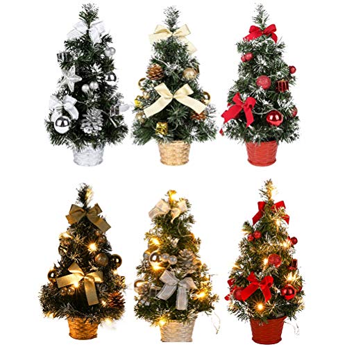 Masyrt Árvore de Natal em miniatura com luzes LED – decoração de Natal interna, decoração artificial